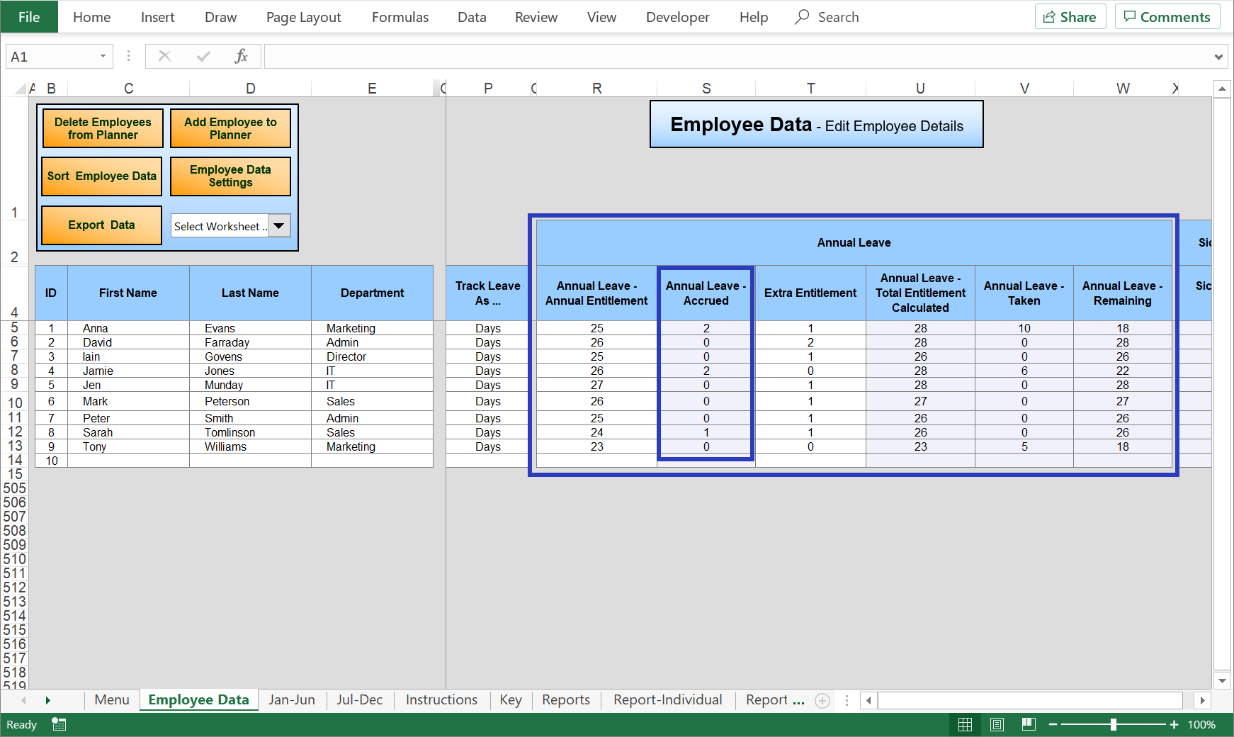 Excel Holiday Planner Staff Holiday Management